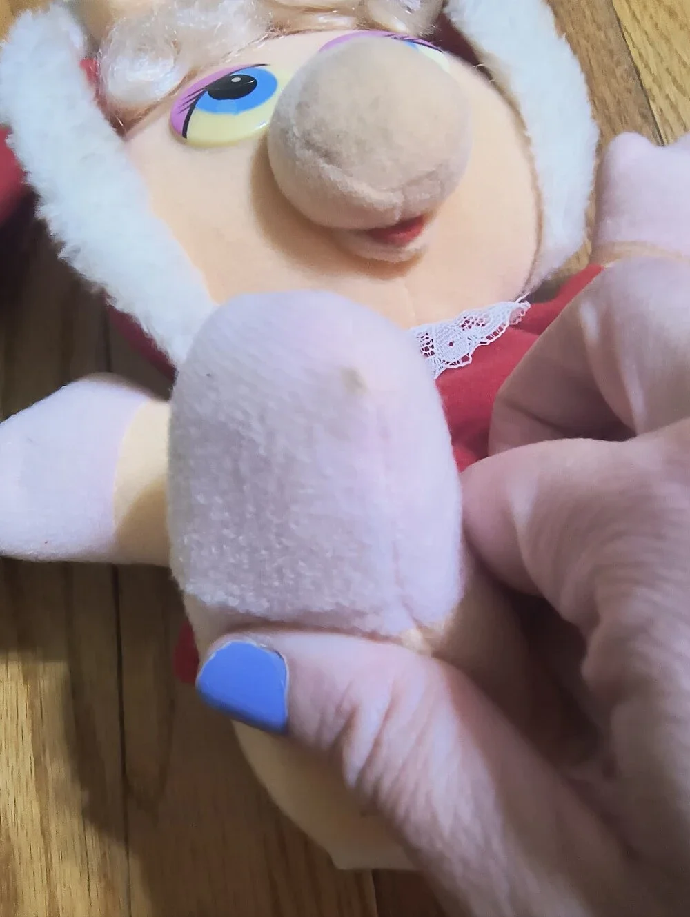 Lot of two 1987 Baby Miss Piggy and Baby Kermit muppets Christmas plush toys